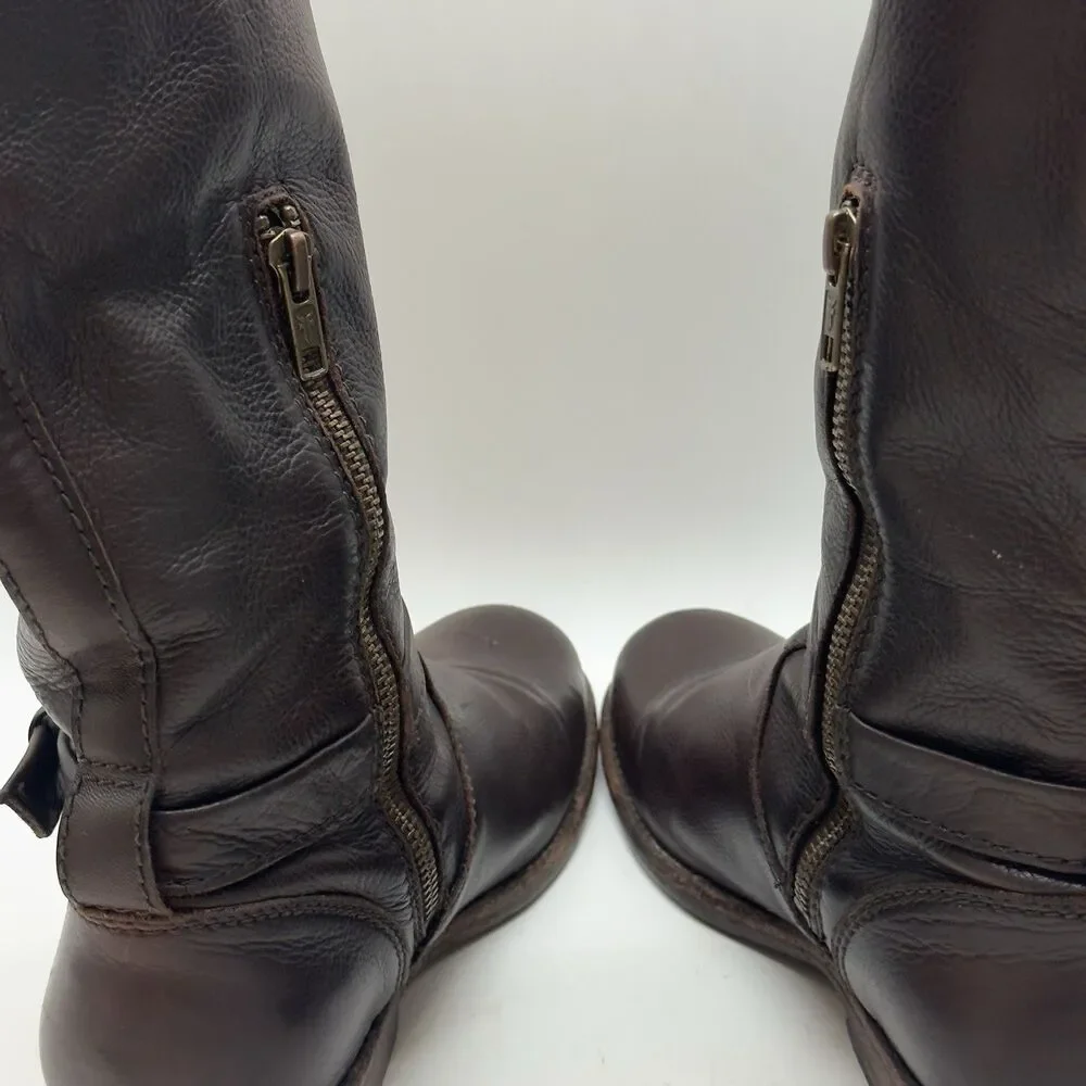 FRYE Phillip Knee High Leather Equestrian Riding Boots Women's 7.5B Dark Brown